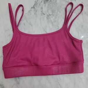 CARBON38 glitter shine Ribbed Magenta pink sports bra. M